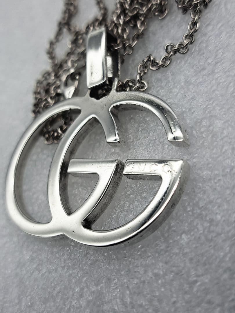 GUCCI Necklace Pendant Interlocking GG Silver 925 Unisex Accessory Authentic