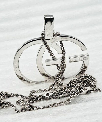 GUCCI Necklace Pendant Interlocking GG Silver 925 Unisex Accessory Authentic