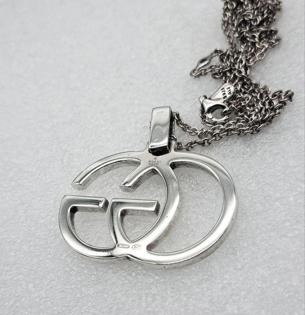 GUCCI Necklace Pendant Interlocking GG Silver 925 Unisex Accessory Authentic