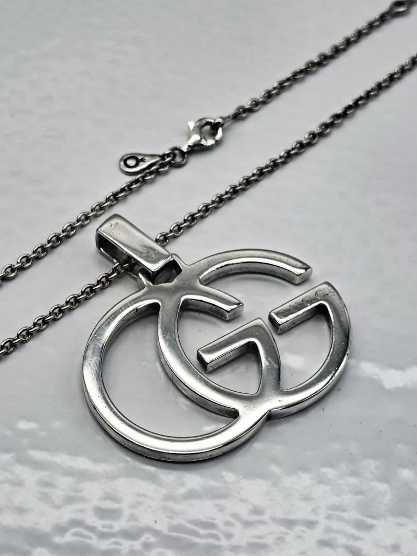 GUCCI Necklace Pendant Interlocking GG Silver 925 Unisex Accessory Authentic
