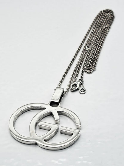 GUCCI Necklace Pendant Interlocking GG Silver 925 Unisex Accessory Authentic