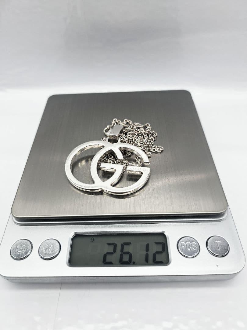 GUCCI Necklace Pendant Interlocking GG Silver 925 Unisex Accessory Authentic