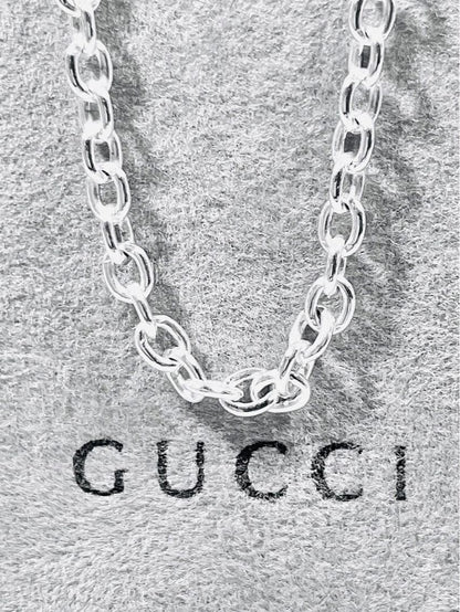 GUCCI Necklace Pendant oval chain Silver 925 Unisex Accessory Authentic