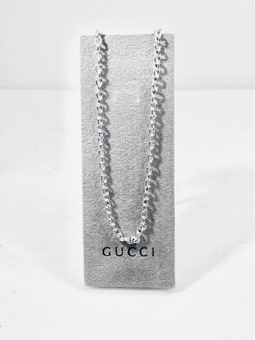 GUCCI Necklace Pendant oval chain Silver 925 Unisex Accessory Authentic