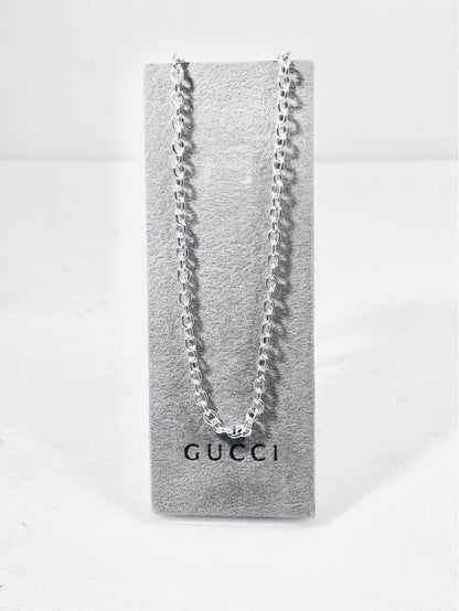GUCCI Necklace Pendant oval chain Silver 925 Unisex Accessory Authentic