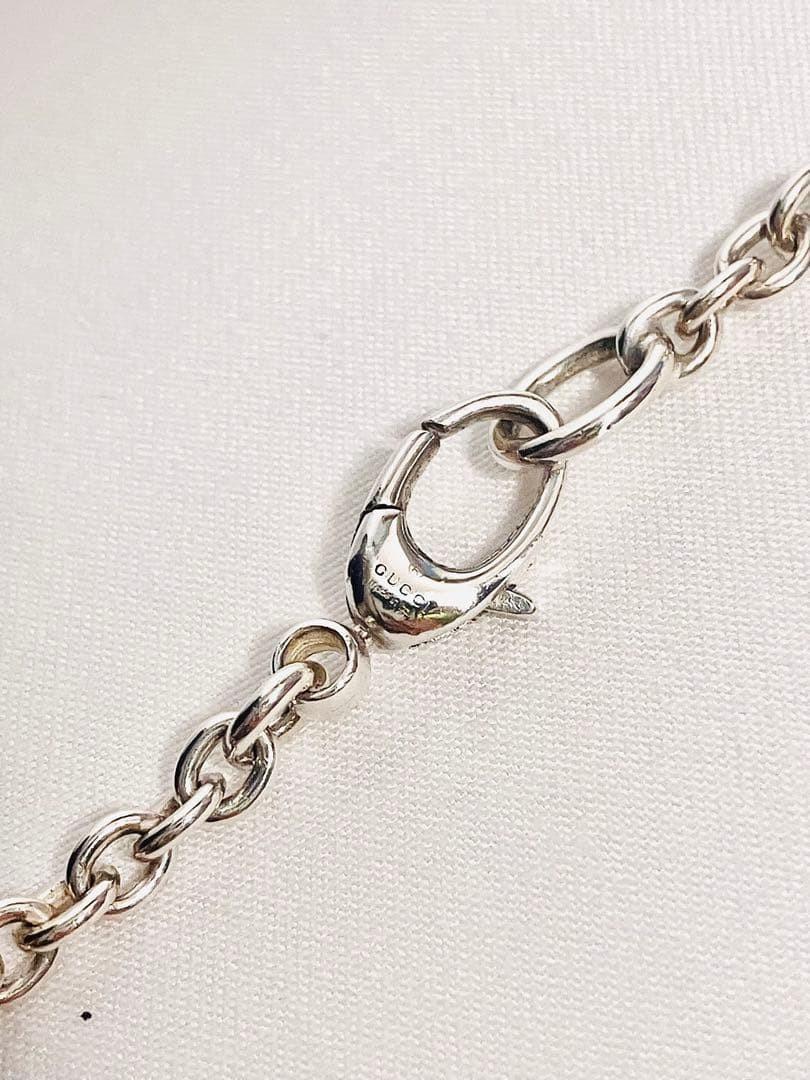 GUCCI Necklace Pendant oval chain Silver 925 Unisex Accessory Authentic