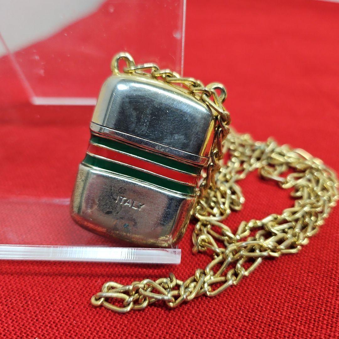 GUCCI long bottle Necklace Pendant Gold Green Red Women Accessory Authentic