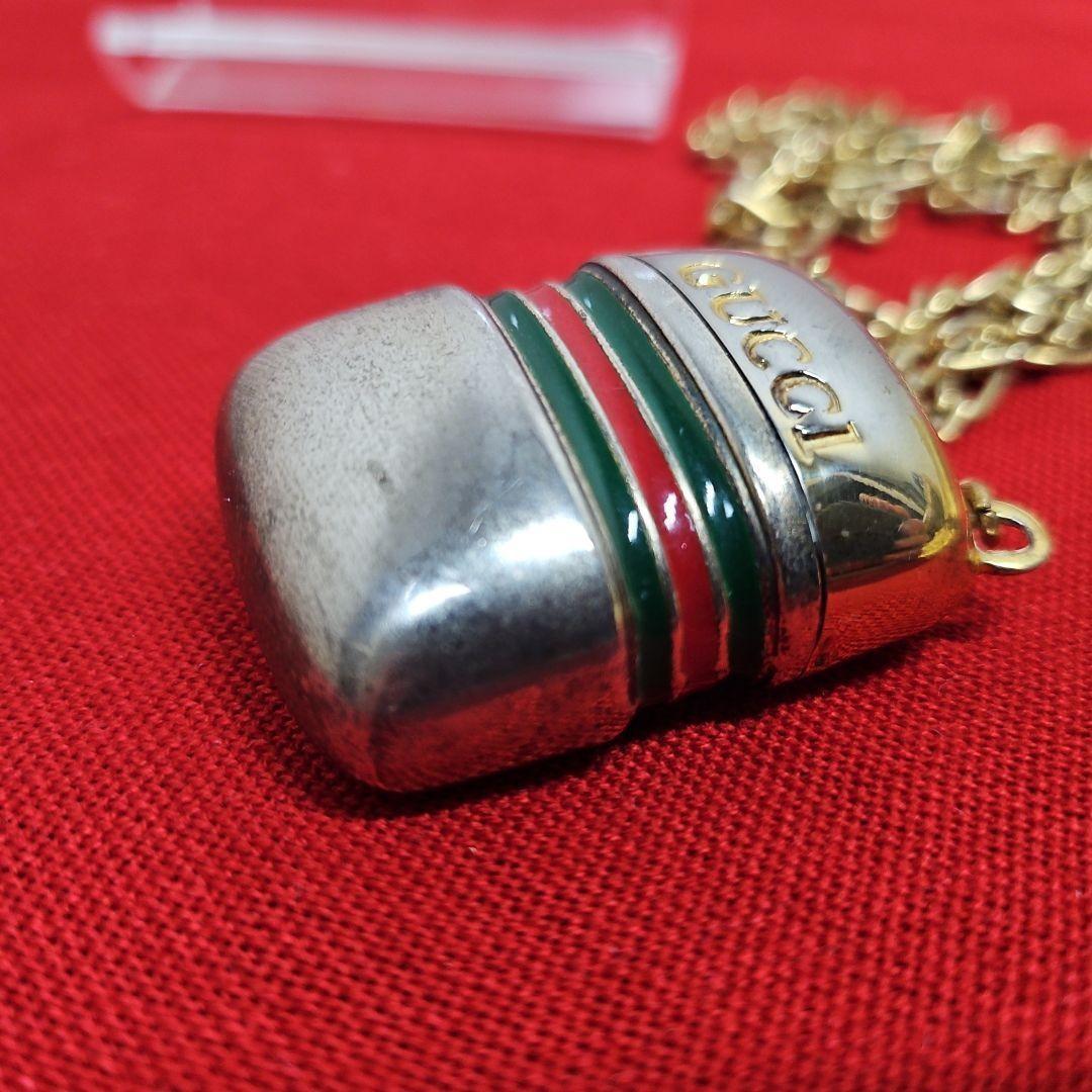 GUCCI long bottle Necklace Pendant Gold Green Red Women Accessory Authentic