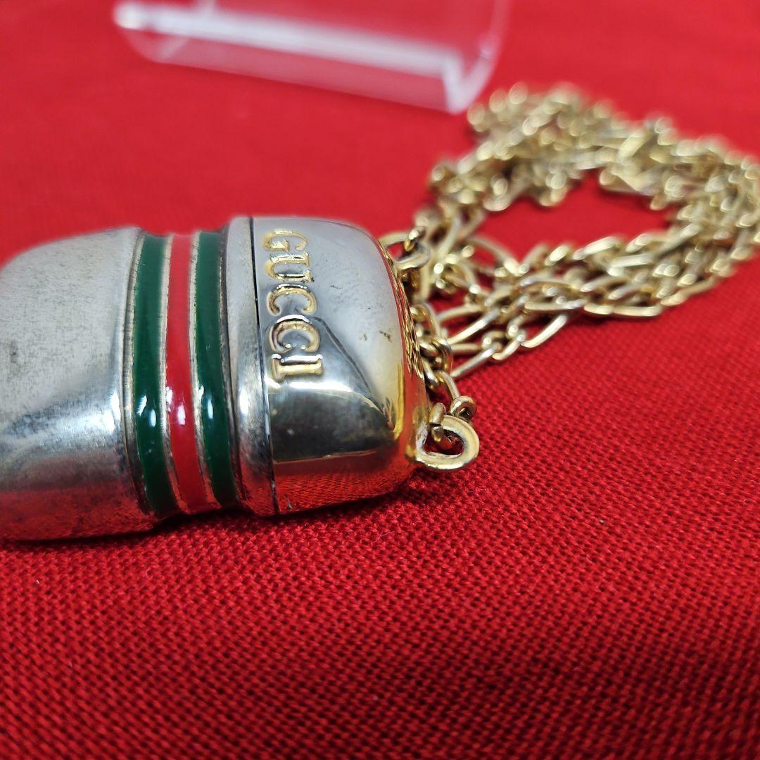 GUCCI long bottle Necklace Pendant Gold Green Red Women Accessory Authentic