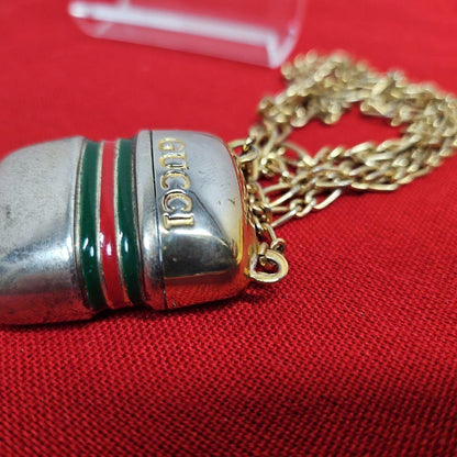GUCCI long bottle Necklace Pendant Gold Green Red Women Accessory Authentic