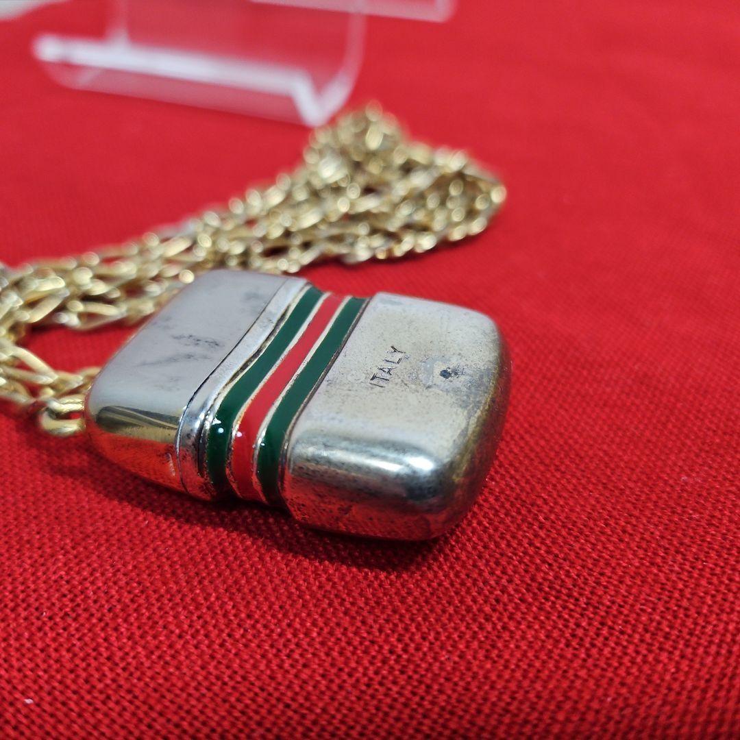 GUCCI long bottle Necklace Pendant Gold Green Red Women Accessory Authentic