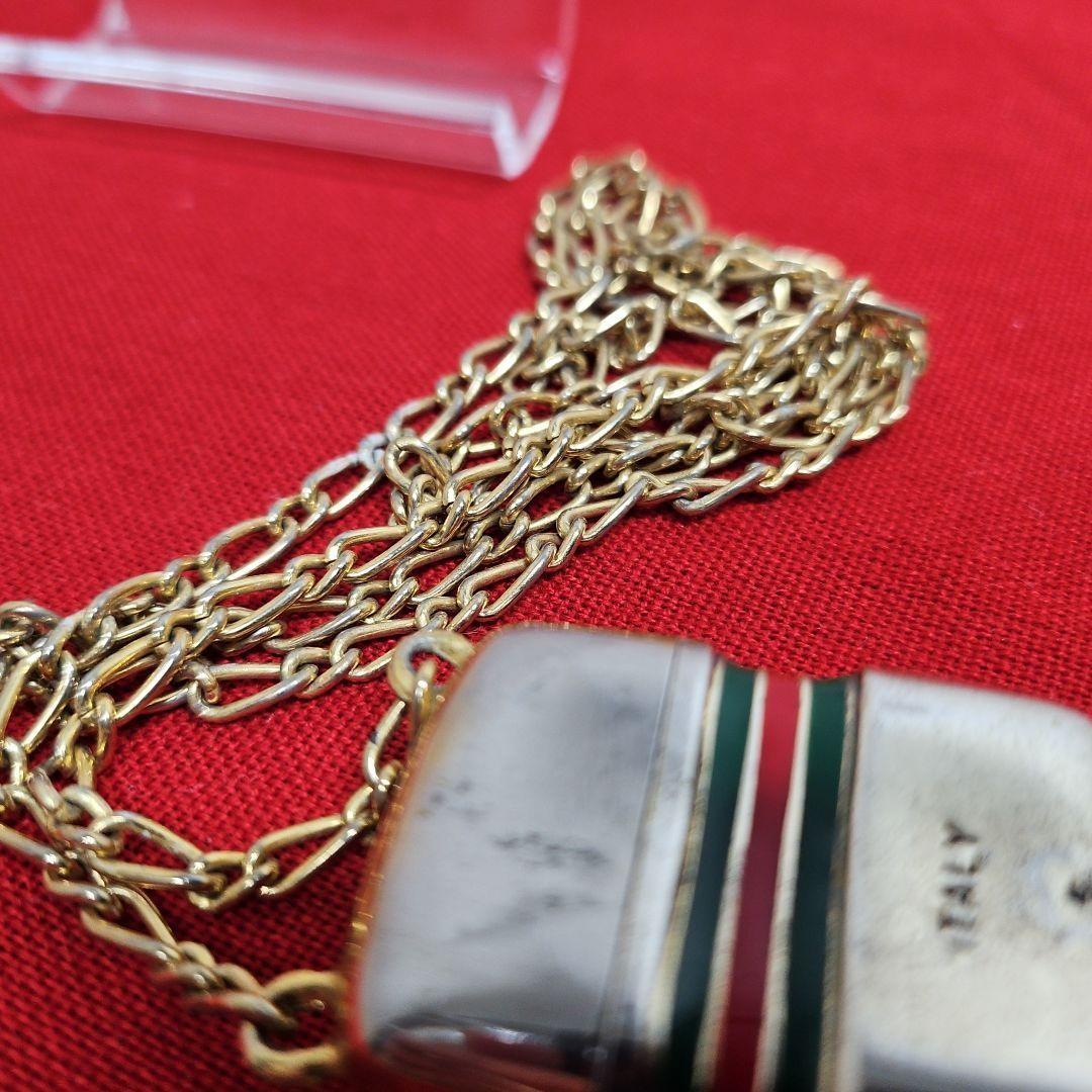 GUCCI long bottle Necklace Pendant Gold Green Red Women Accessory Authentic