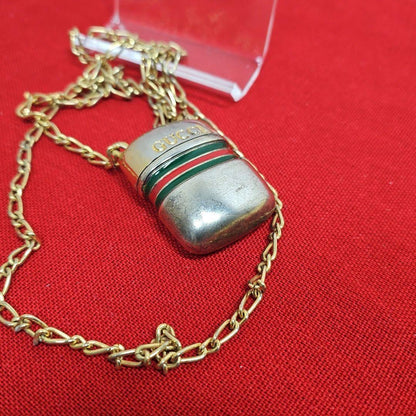 GUCCI long bottle Necklace Pendant Gold Green Red Women Accessory Authentic