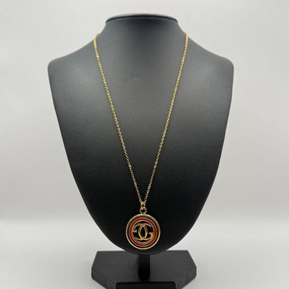 GUCCI Necklace Pendant GG Logo Gold Women Accessory Authentic