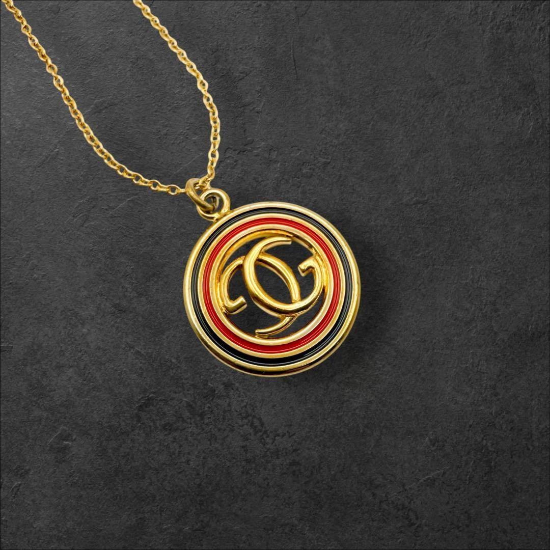 GUCCI Necklace Pendant GG Logo Gold Women Accessory Authentic