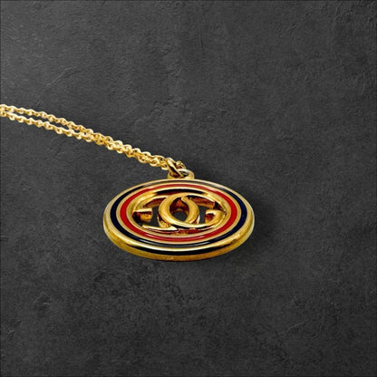 GUCCI Necklace Pendant GG Logo Gold Women Accessory Authentic