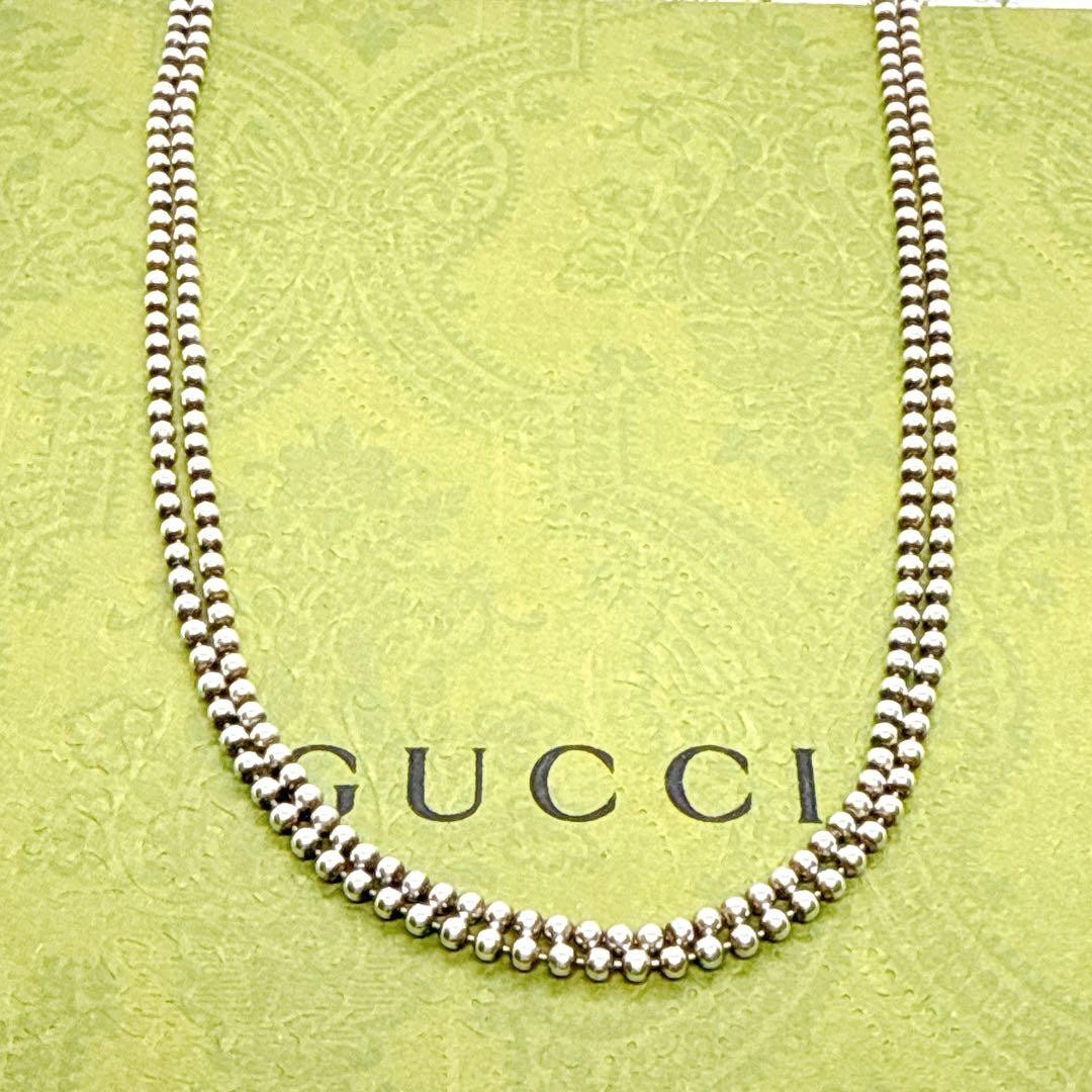 GUCCI Necklace Pendant Heart Ball Chain Silver 925 Women Accessory Authentic