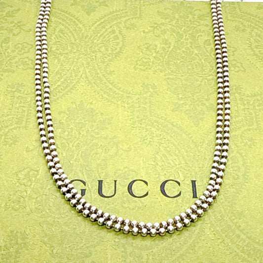 GUCCI Necklace Pendant Heart Ball Chain Silver 925 Women Accessory Authentic
