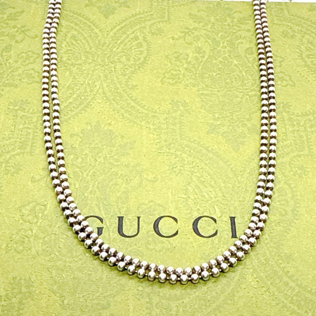 GUCCI Necklace Pendant Heart Ball Chain Silver 925 Women Accessory Authentic