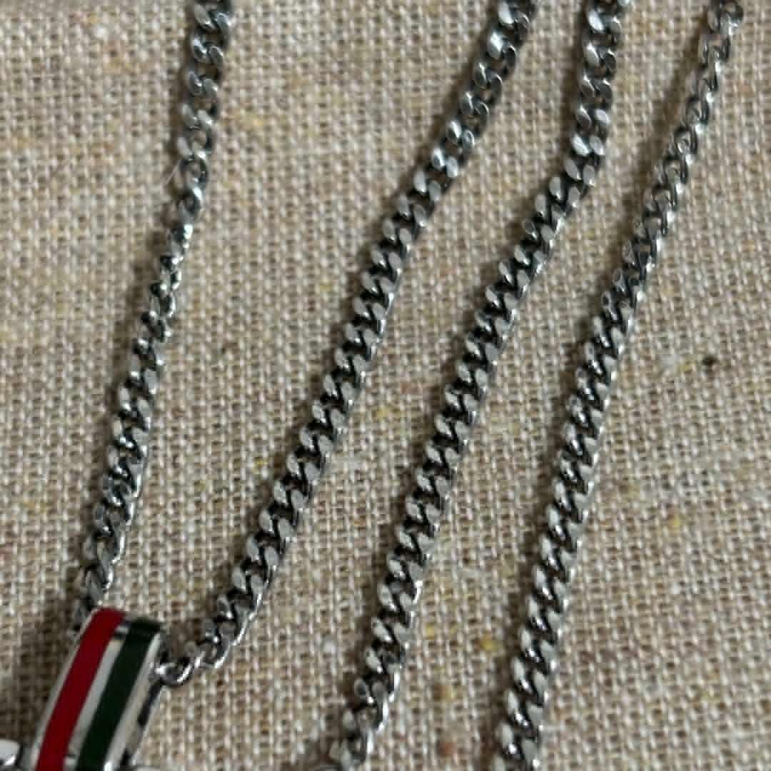 GUCCI Necklace Pendant Diamante Plate Silver 925 Women Accessory Authentic