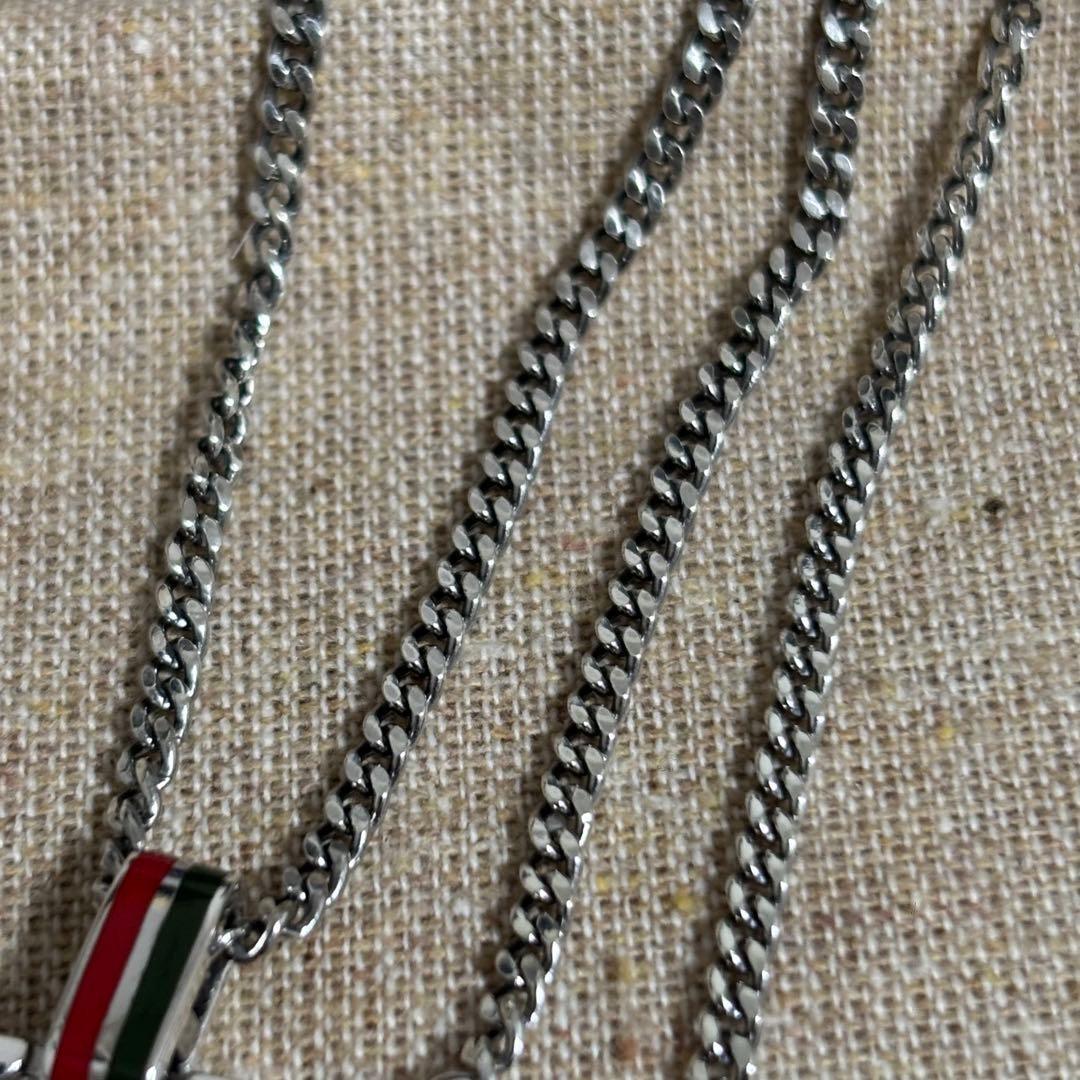 GUCCI Necklace Pendant Diamante Plate Silver 925 Women Accessory Authentic