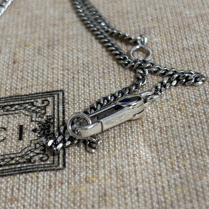 GUCCI Necklace Pendant Diamante Plate Silver 925 Women Accessory Authentic