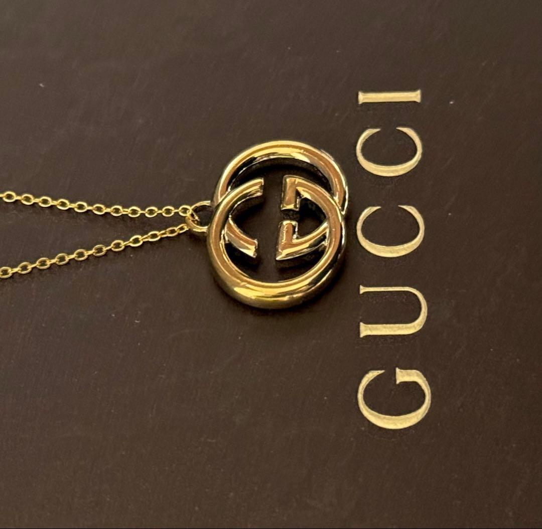 GUCCI Necklace Pendant GG logo charm Gold Men Accessory Authentic