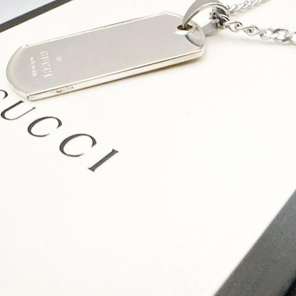 GUCCI Necklace Pendant plate Silver Men's Accessory Authentic