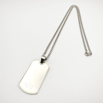 GUCCI Necklace Pendant plate Silver Men's Accessory Authentic