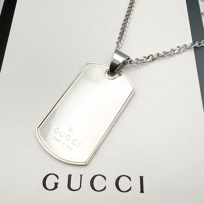 GUCCI Necklace Pendant plate Silver Men's Accessory Authentic