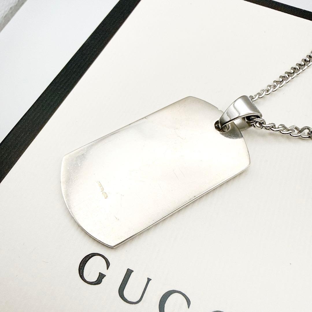 GUCCI Necklace Pendant plate Silver Men's Accessory Authentic