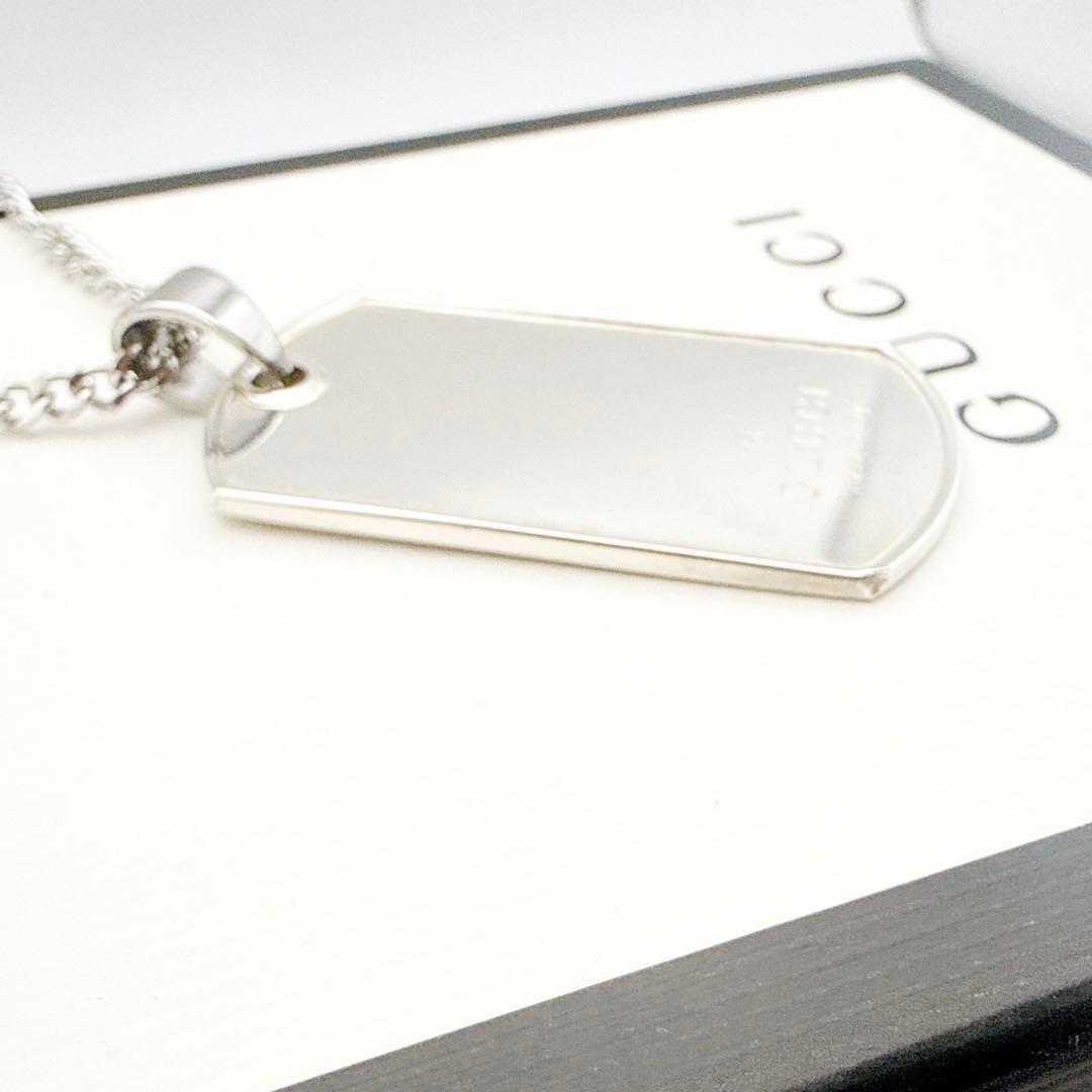 GUCCI Necklace Pendant plate Silver Men's Accessory Authentic