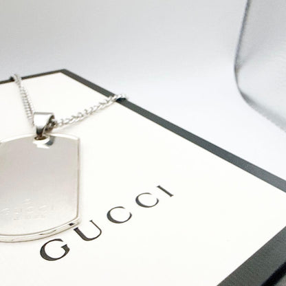 GUCCI Necklace Pendant plate Silver Men's Accessory Authentic