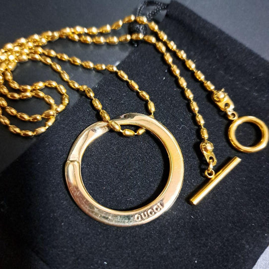 GUCCI Necklace Pendant Gold ring Men's Accessory Authentic