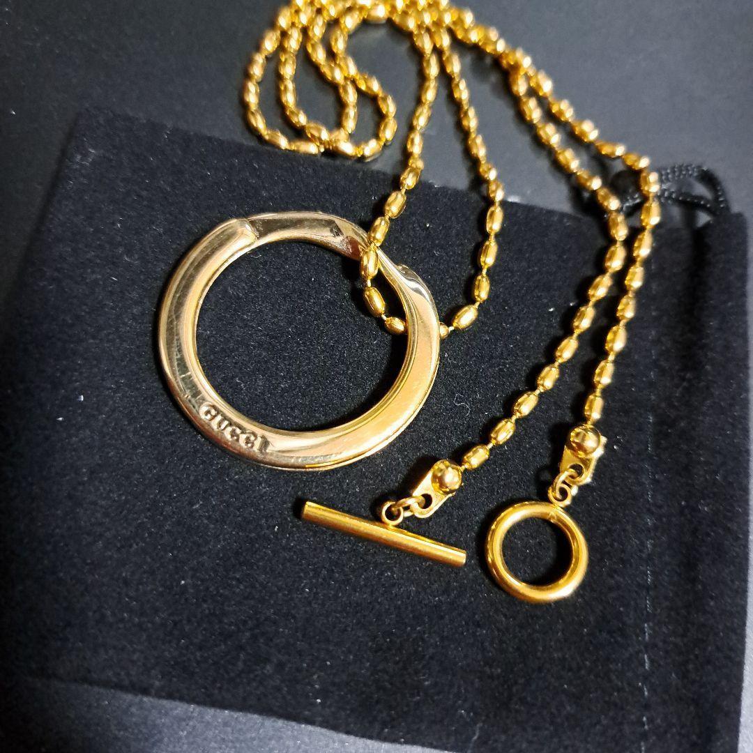 GUCCI Necklace Pendant Gold ring Men's Accessory Authentic