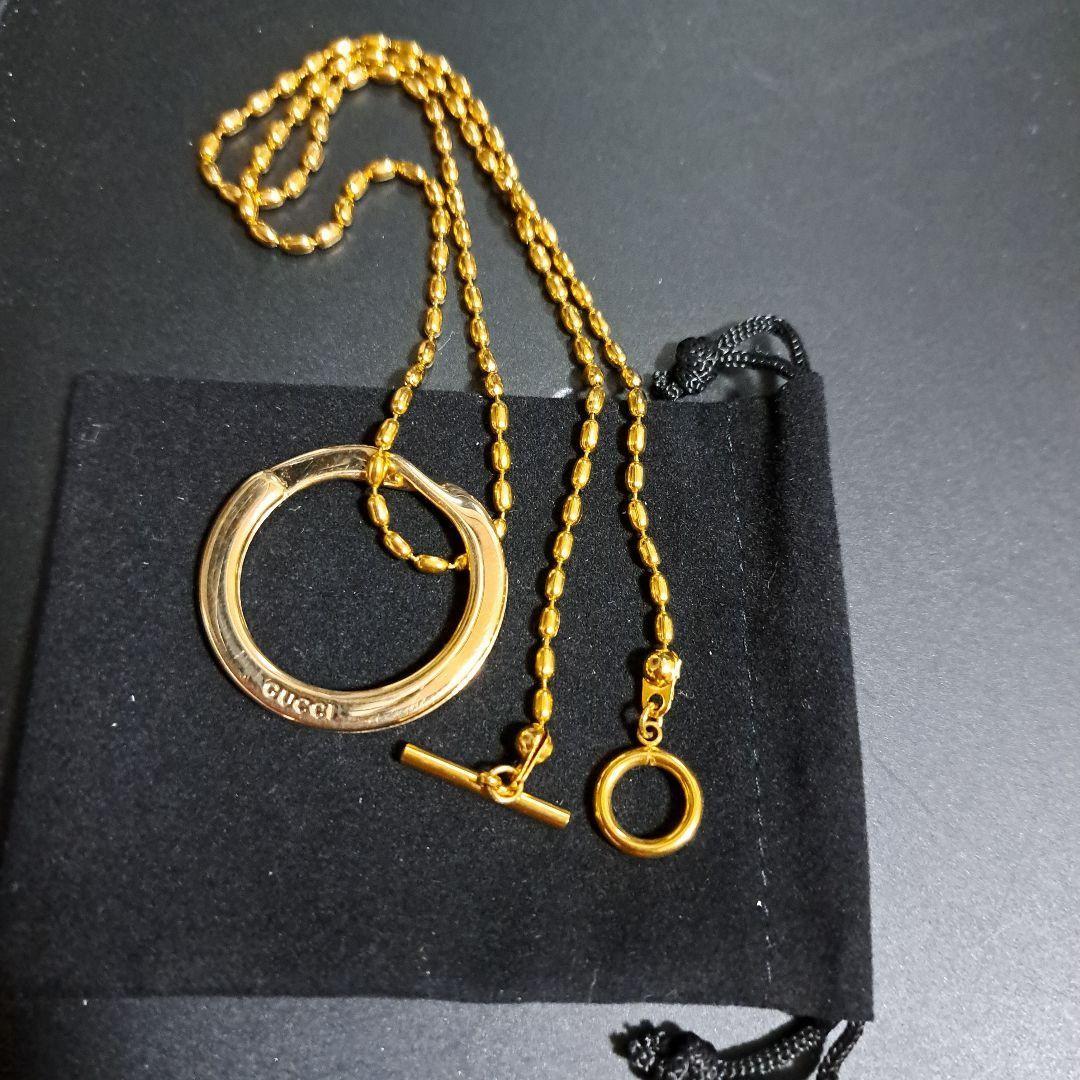 GUCCI Necklace Pendant Gold ring Men's Accessory Authentic