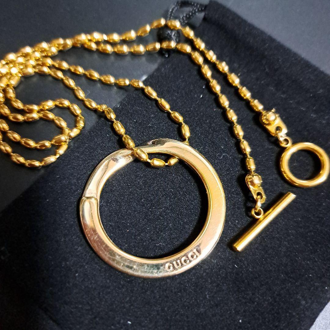 GUCCI Necklace Pendant Gold ring Men's Accessory Authentic