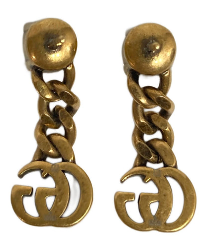 GUCCI Earrings Clear Stone GG Gold Women Accessory Authentic