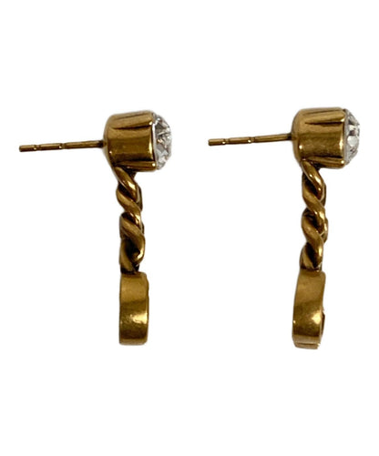 GUCCI Earrings Clear Stone GG Gold Women Accessory Authentic