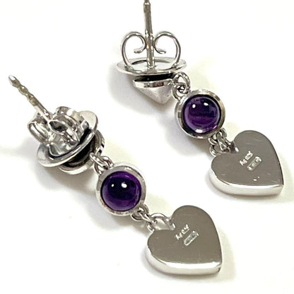 GUCCI Earrings Heart amethyst Silver 925 Women Accessory Authentic
