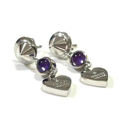 GUCCI Earrings Heart amethyst Silver 925 Women Accessory Authentic