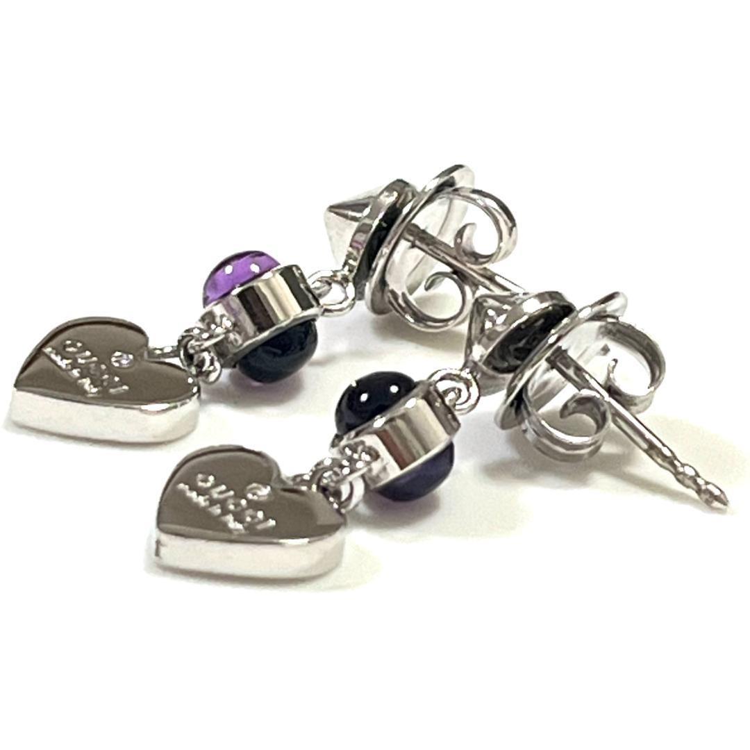 GUCCI Earrings Heart amethyst Silver 925 Women Accessory Authentic