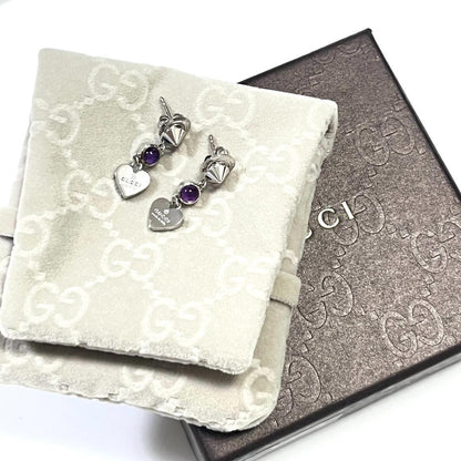 GUCCI Earrings Heart amethyst Silver 925 Women Accessory Authentic