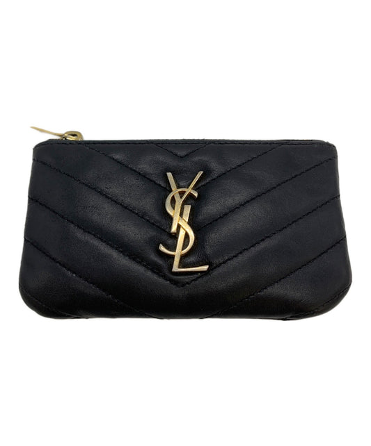 Saint Laurent Coin Case Card Holder Wallet Purse Compact YSL Cassandra Black