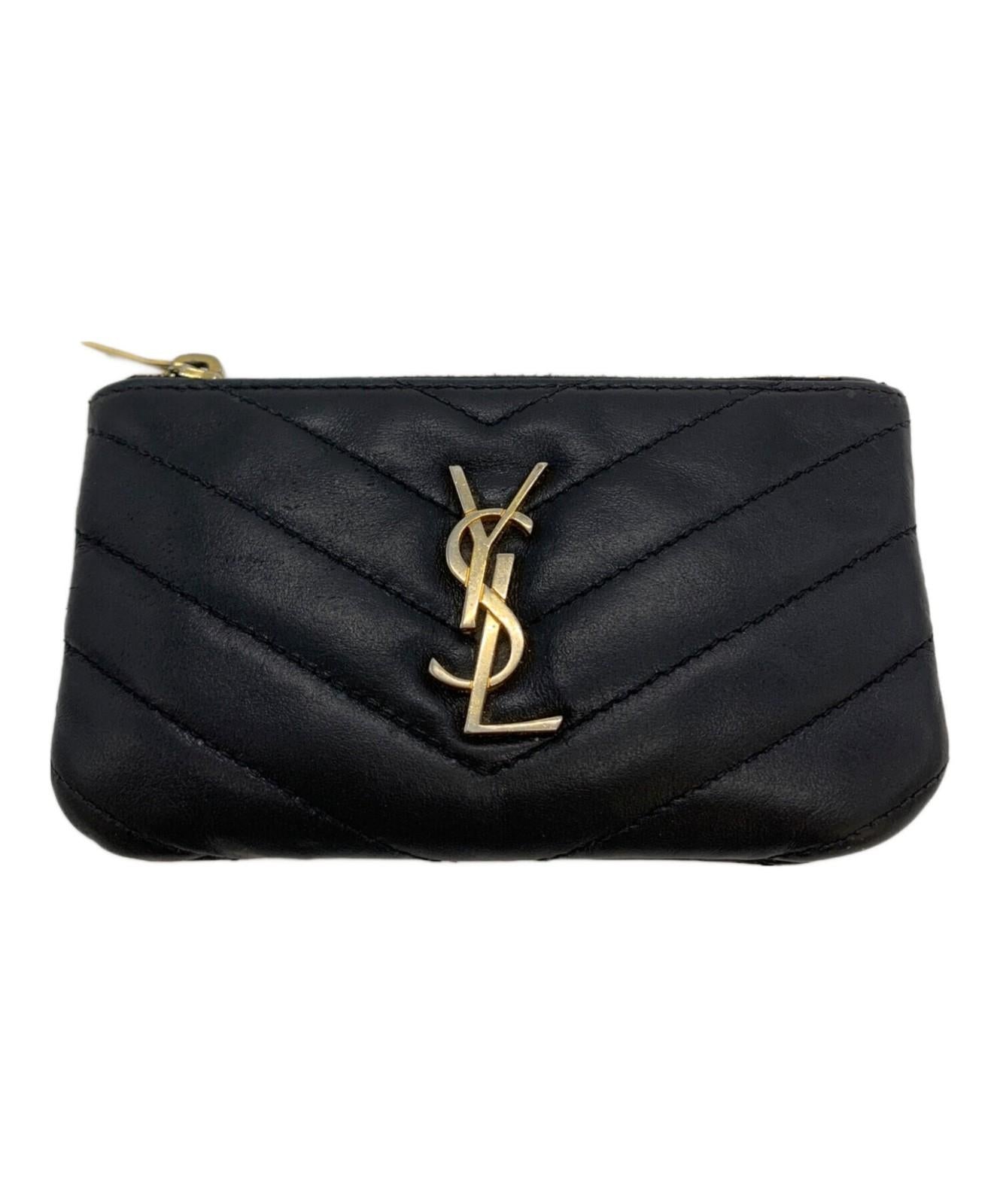 Saint Laurent Coin Case Card Holder Wallet Purse Compact YSL Cassandra Black