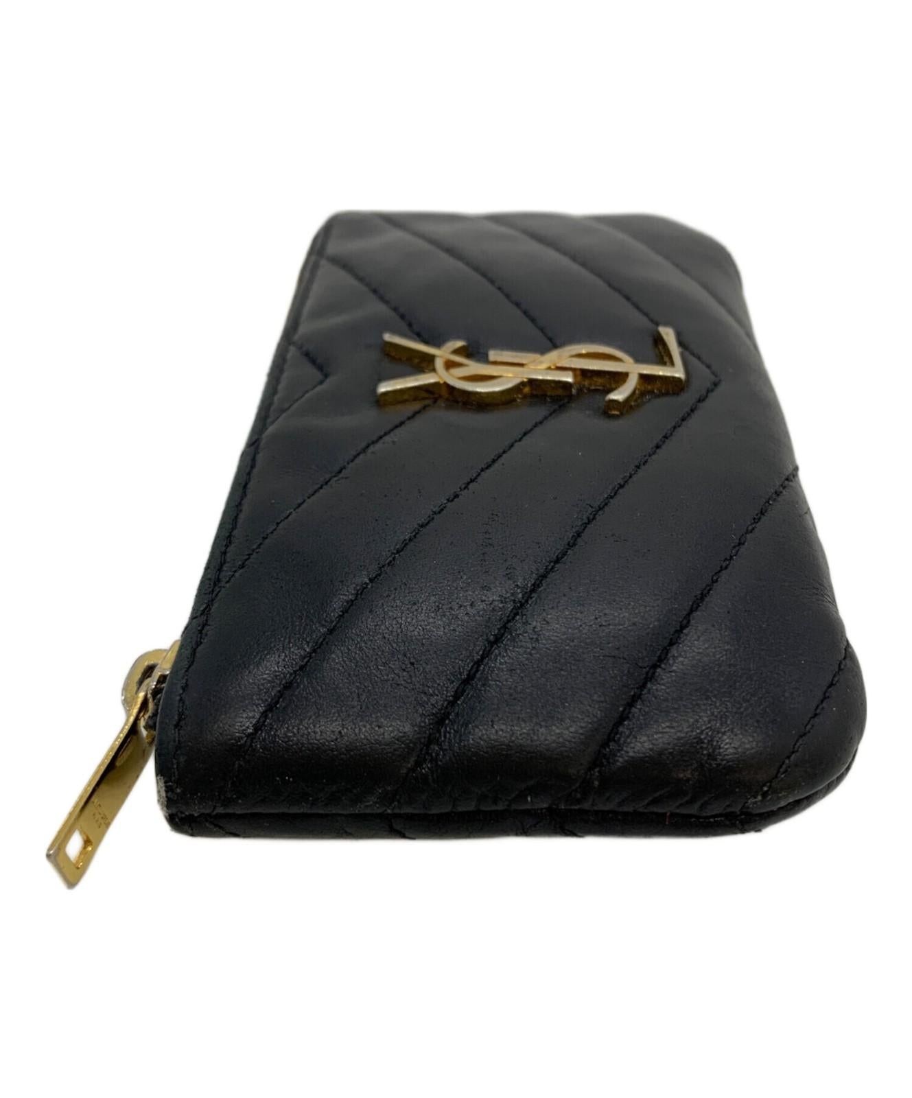 Saint Laurent Coin Case Card Holder Wallet Purse Compact YSL Cassandra Black