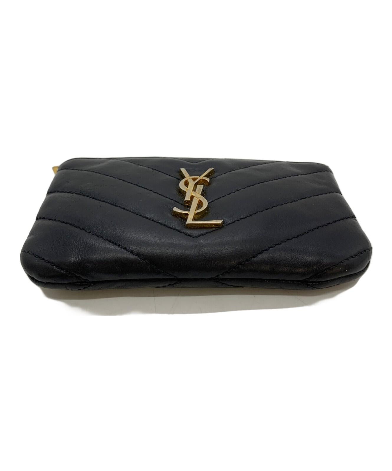 Saint Laurent Coin Case Card Holder Wallet Purse Compact YSL Cassandra Black