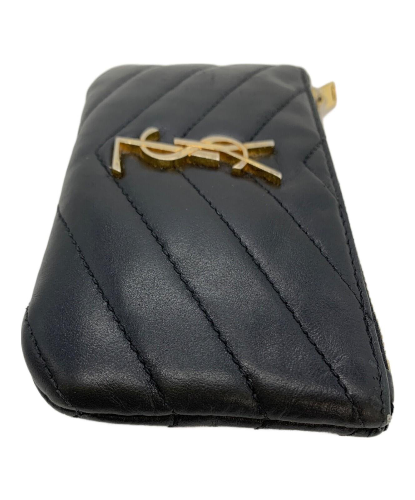 Saint Laurent Coin Case Card Holder Wallet Purse Compact YSL Cassandra Black