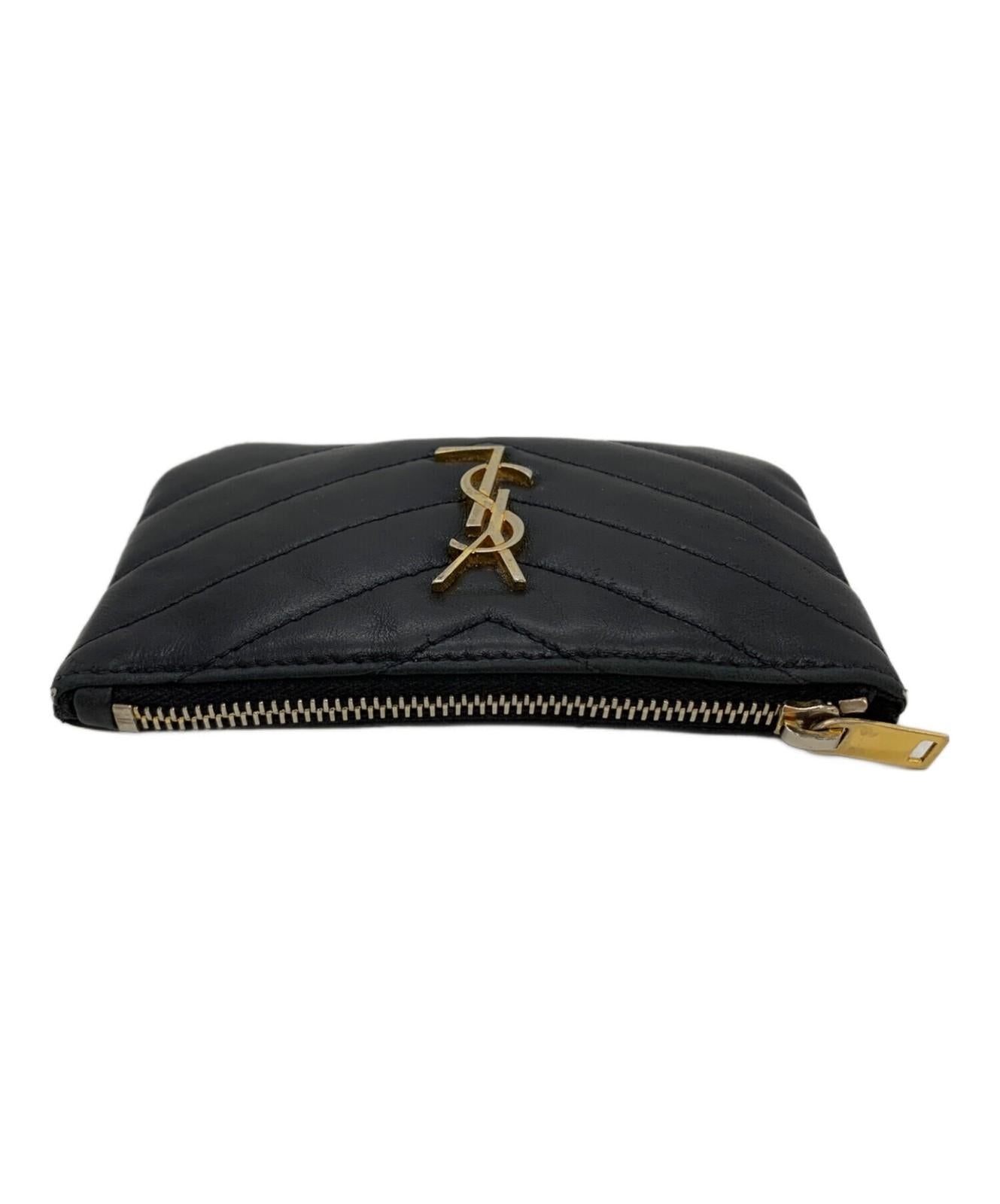Saint Laurent Coin Case Card Holder Wallet Purse Compact YSL Cassandra Black