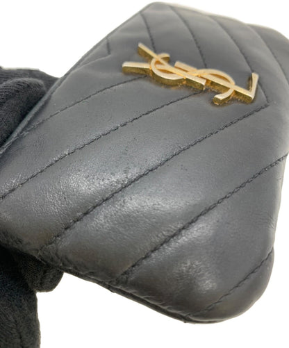 Saint Laurent Coin Case Card Holder Wallet Purse Compact YSL Cassandra Black